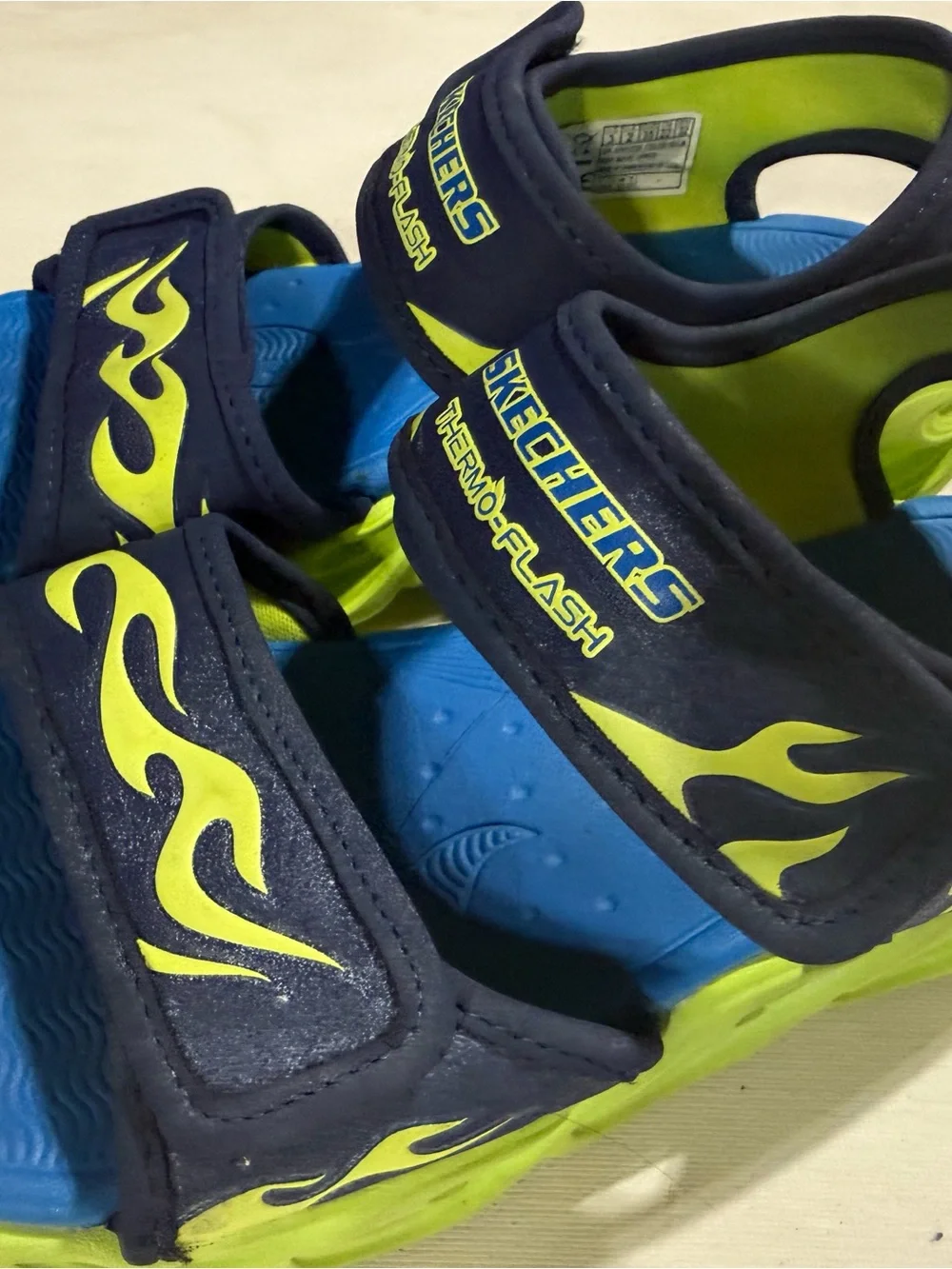 Skechers Kids Blue & Neon Green Thermo-Flash Heat Tide Water Sandals